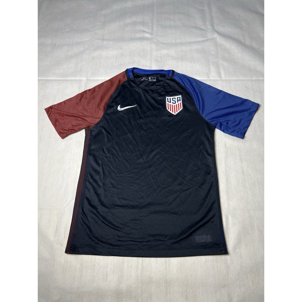 Nike Dri-FIT USA Soccer Jersey Shirt Men's Size Small Black Blue & Red